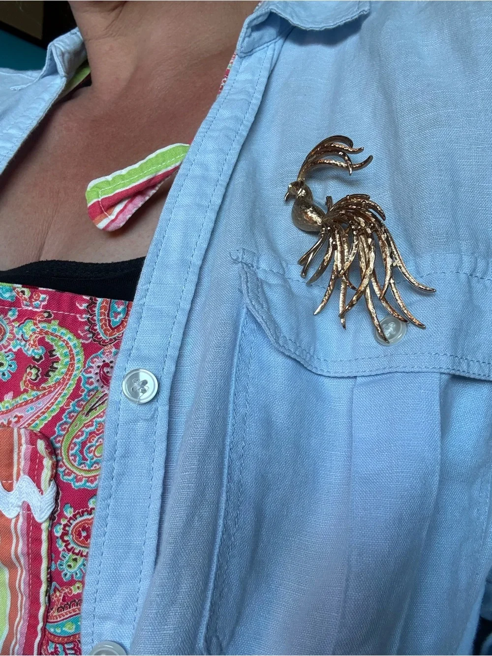 Vintage Avon Gold Tone Bird of Paradise Brooch Statement Pin 3.5”